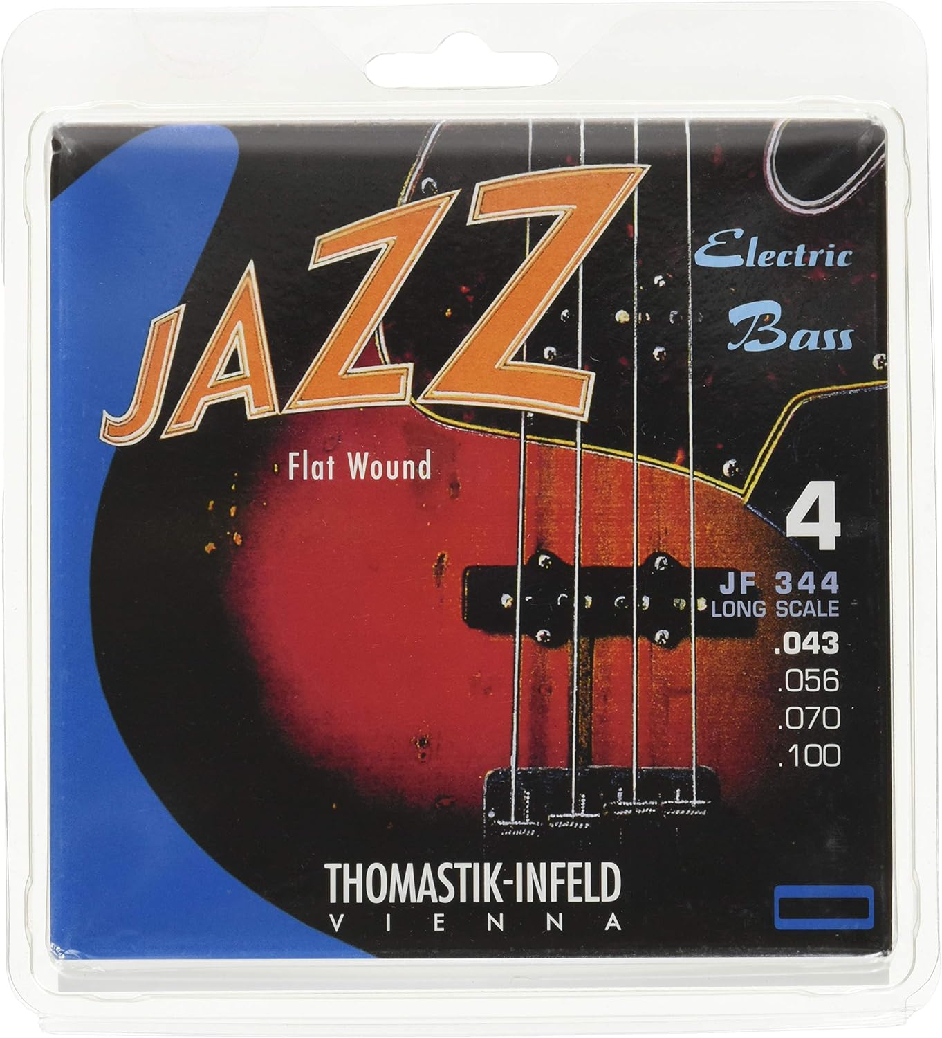 Thomastik-Infeld Bass Guitar Strings - Flatwound Bass Strings For a Rich and Warm Traditional Jazz Sound - Durable String Set Includes JF34043 JF34056 JF34070 JF34100 - Made in Vienna