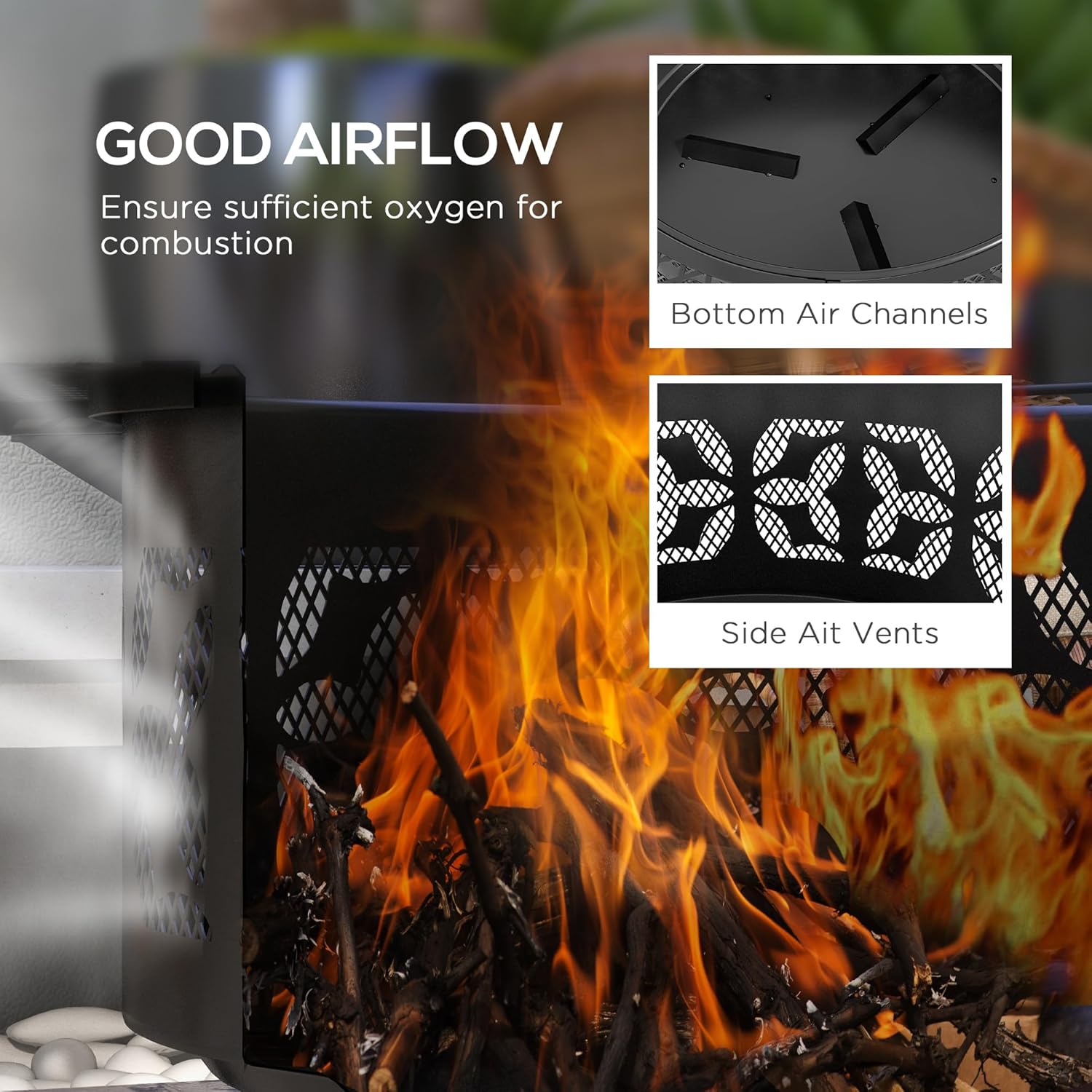 Outsunny 2-in-1 Fire Pit, BBQ Grill, 33