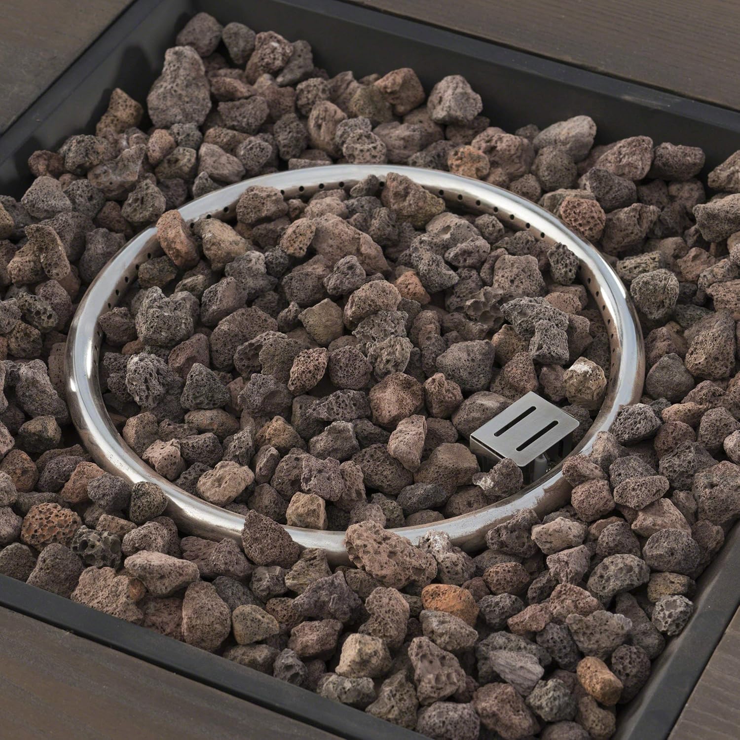 Christopher Knight Home Ellington Outdoor Square Gas Fire Pit, Brown With Wood Pattern