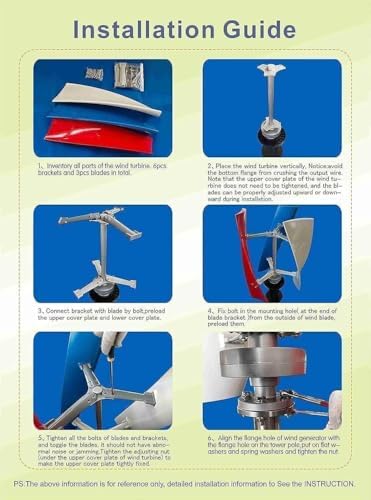 16000W Vertical Wind Turbine Generator Kit - 12V/24V/48V/110V/220V Output, 3-Blade Design with Auto Windward Adjustment, Perfect for Boats, Gazebos & Mobile Homes (Red, 110V)