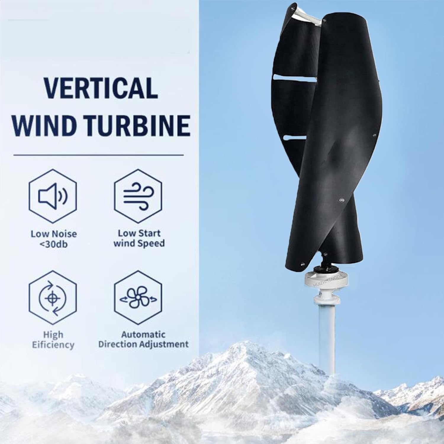 12V-220V,Compact Vertical Wind Turbine 12000W, with Charge Controller Breeze Start Low Vibration, Aluminum Alloy Body for RV/Cabin/Outdoor Use