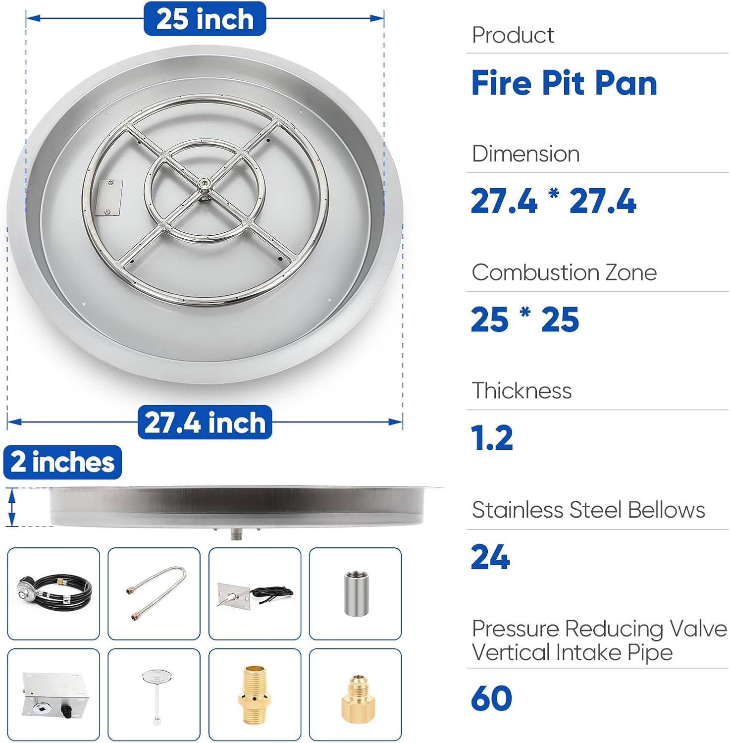 Dollate Drop in Fire Pit Pan KIt 25