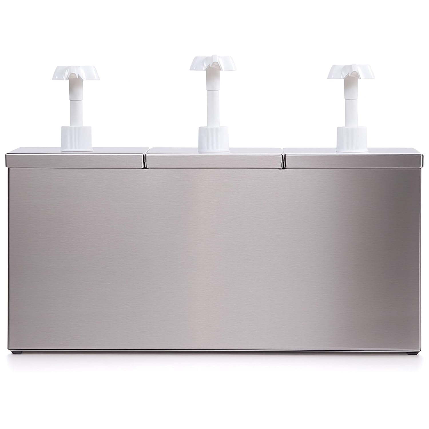 Carlisle FoodService Products Insulated Condiment Rail Condiment Center with 3 Pumps and Ice Packs for Gas Stations, Restaurants, And Fast Food, Stainless Steel, 15.88 x 7.38 x 11 Inches, Silver