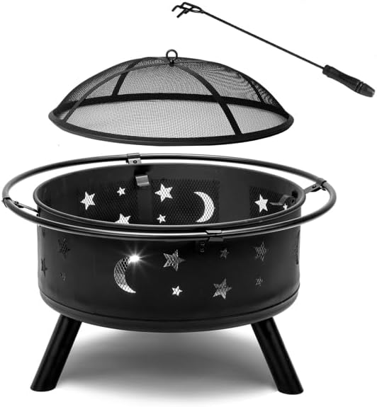 30IN Metal Fire Pit Black