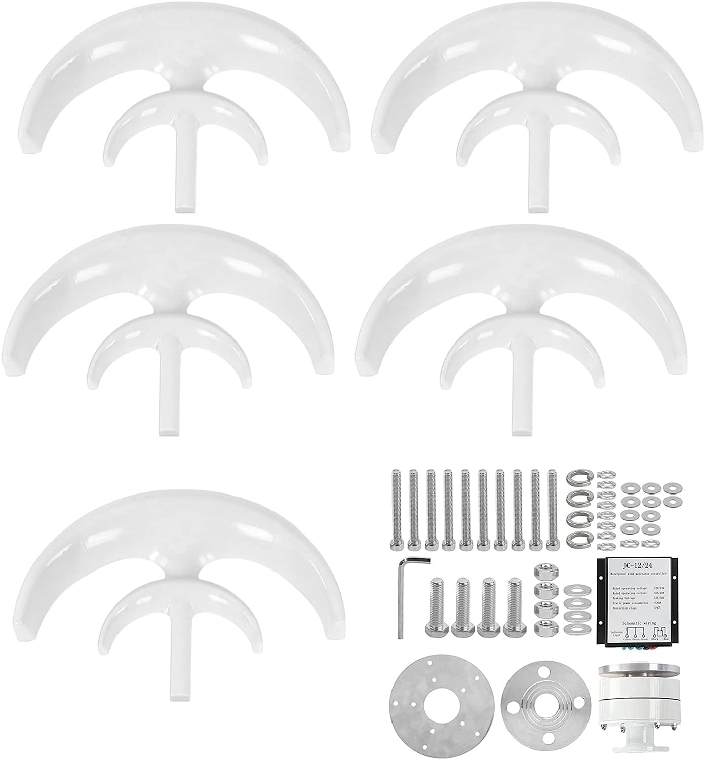 CAJUCA 4000W Wind Turbine Generator Kit,Lantern Shape Vertical Flat Axis Wind Turbine with Solar Complementary Controller, Windmill Generator