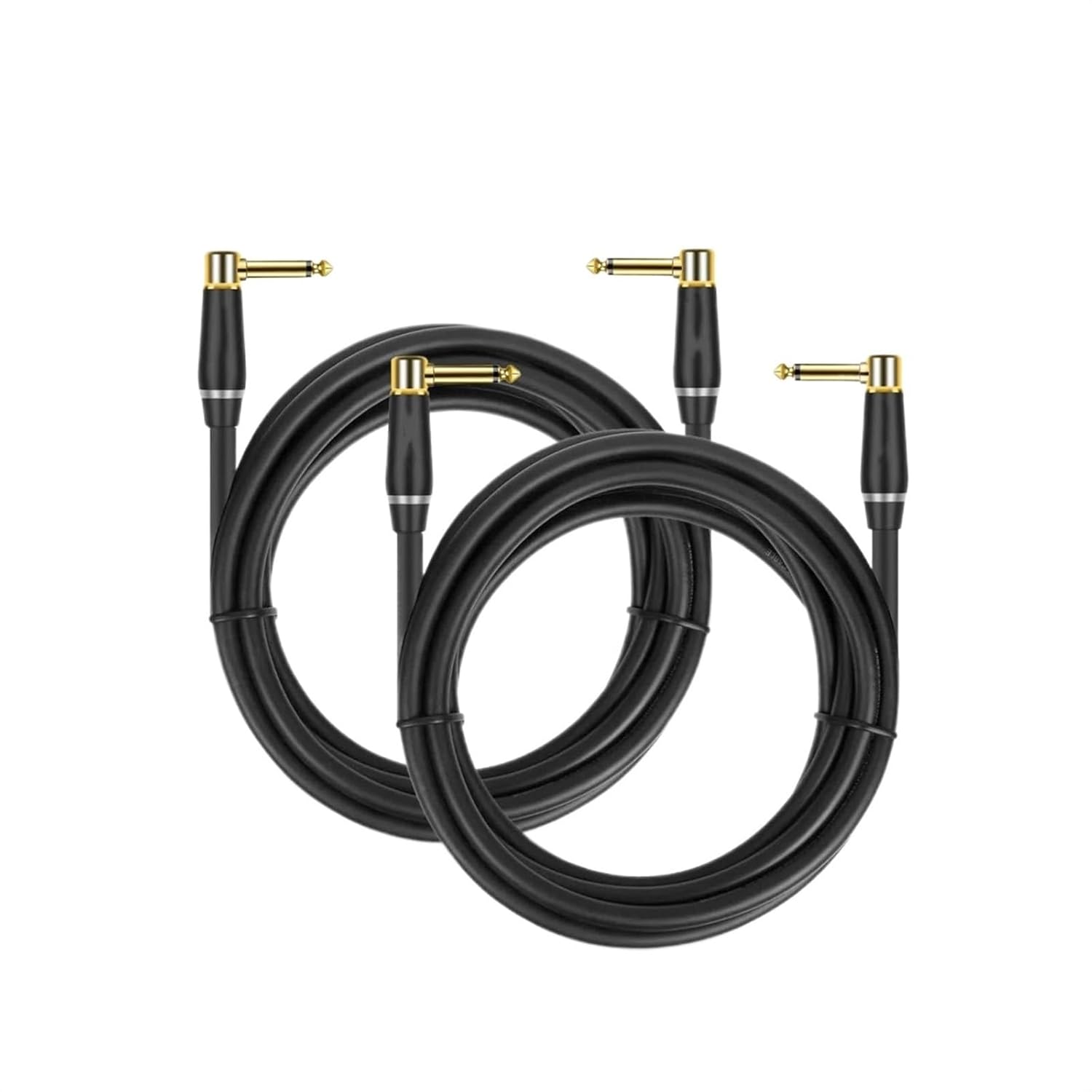 TSTS Guitar Audio Cable 6.5mm TS Instrument Cable 1/4 Inch Right Angle to Right Angle Electric Guitar Bass Cord for Keyboard Mixer Amp(Pack of 2,5m)