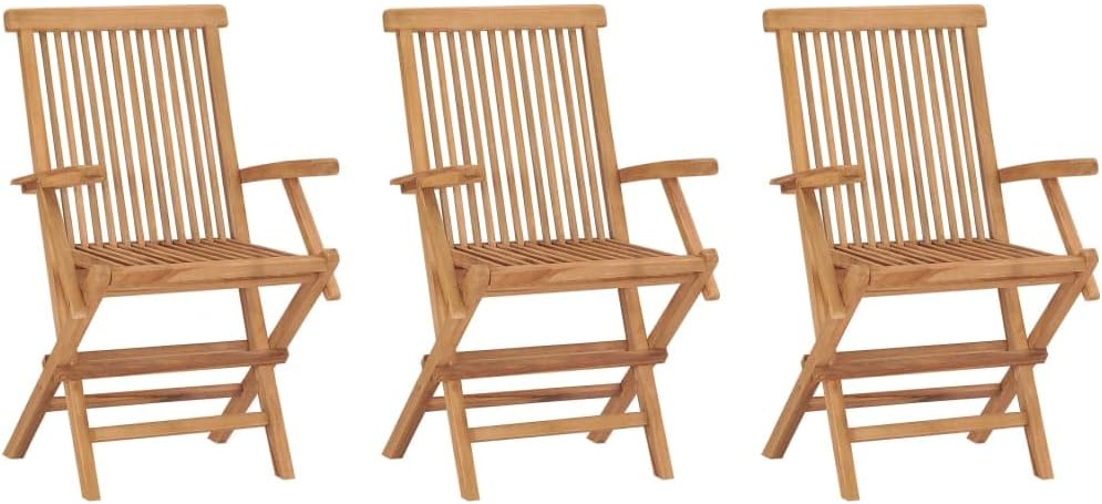 Folding Patio Chairs 3 pcs Solid Teak Wood,Teak Patio Chair Set Comfortable, Durable, and Weather Resistant Outdoor Furniture for Patio, Garden, and Backyard Outdoor Furniture, Outdoor Chairs