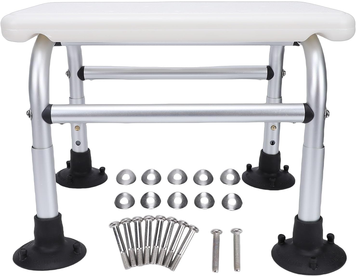 Pssopp Other Bathroom Accessories Height Design Aluminum Anti Slip Shower Bench Bathtub Stool with Drainage Holes for Elderly and Disabled Shower Chair, Adjustable Chair for