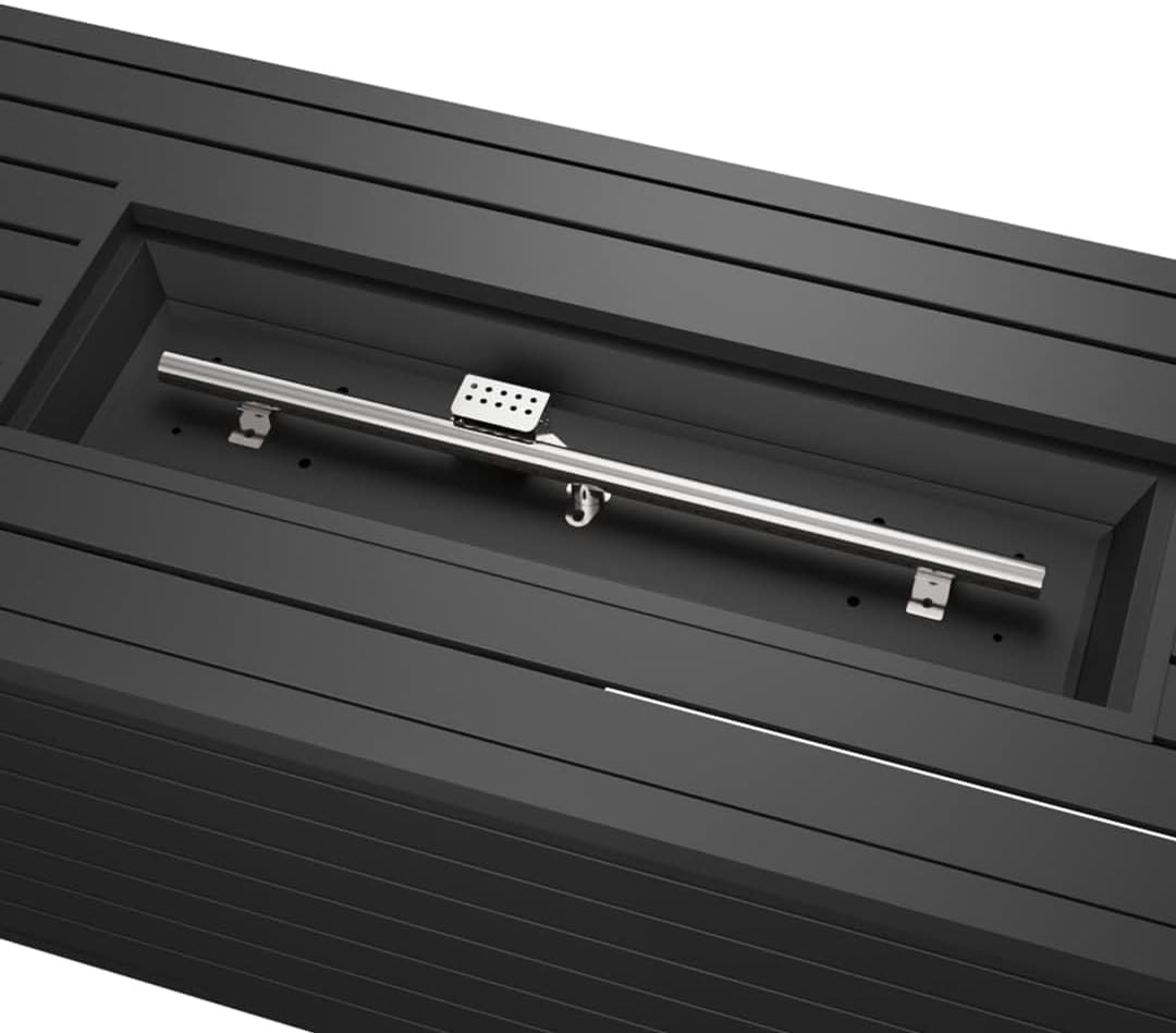 50 inch Gas Fire Pit Table Outdoor Propane Fire Pit Table, 50000BTU Fire Table, Retangular Black Firepit Table for Garden Backyard Deck Poolside Party