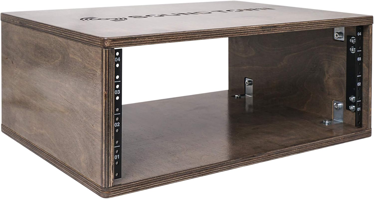 Sound Town DIY 4U Studio Rack with Baltic Birch Plywood, Weathered Brown (SDRK-Y4B)