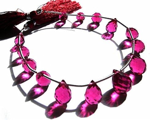 13 inch natural beads strand of 10x7-12x9mm faceted drop pink quartz gemstone briolletes beads for DIY jewelry - necklace, bracelet, earring, ring.