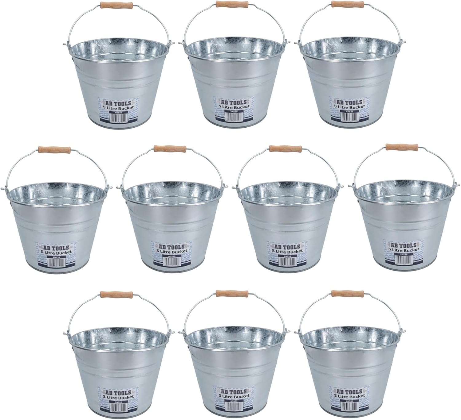 5L Galvanised Steel Metal Bucket Pail Water Coal Greenhouse Garden Plant 10PK