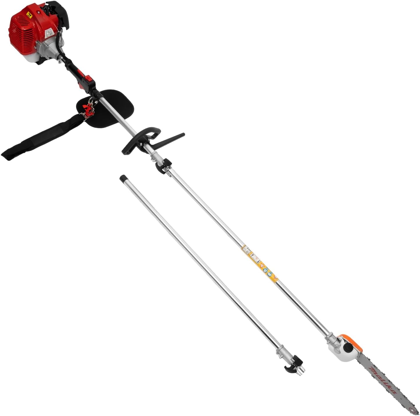 Pole Saw 16-FT Height Reachable Powerful Gas Pole Chainsaw 42.7CC 2-Cycle Cordless Extension Pole Saw with 11 inch Cutting Bar Tree Trimmer Long Reach Saw,Engine Power: 1.25kw/6500-8500rpm