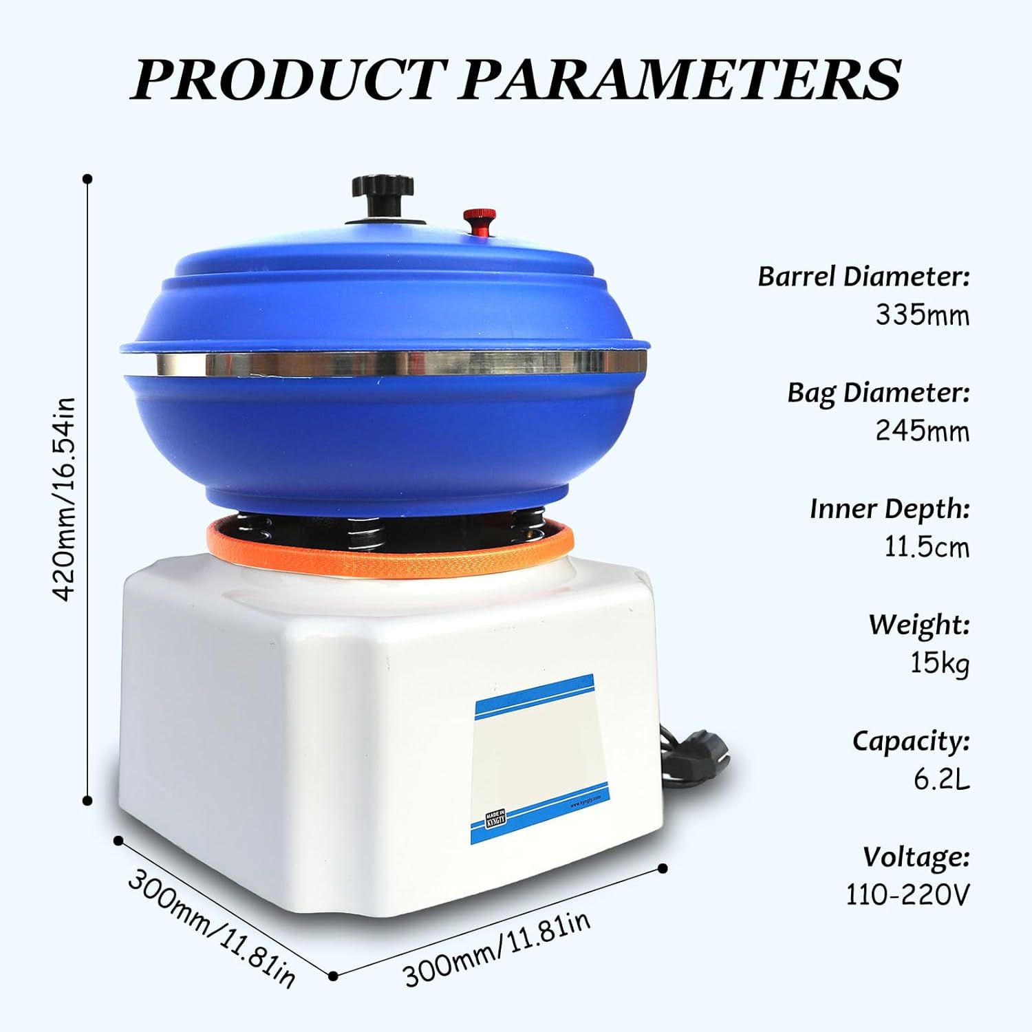Electric Metal Parts Tumbler Plisher- Metal Polishing Vibratory Tumbler Rotary Vibratory, Bowl Metal Cleaner Bowl Finishing Machine Cleaning Tumbler