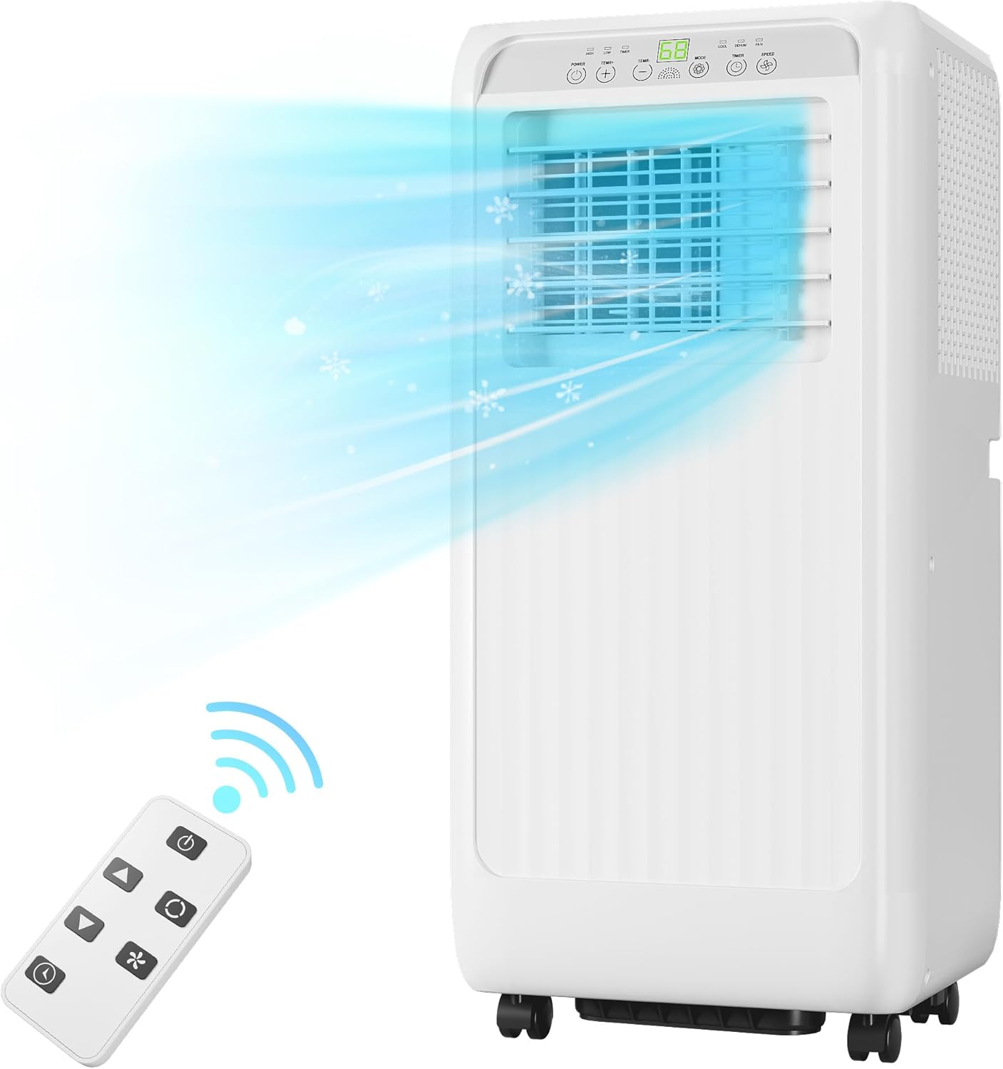 8,000 BTU Portable Air Conditioner for Rooms Up to 350 Sq.Ft – 3-In-1 Cooling AC with Dehumidifier, Quiet Sleep Mode, 24-Hour Timer, LED Display, Remote – for Bedroom, Apartment, Dorm, White