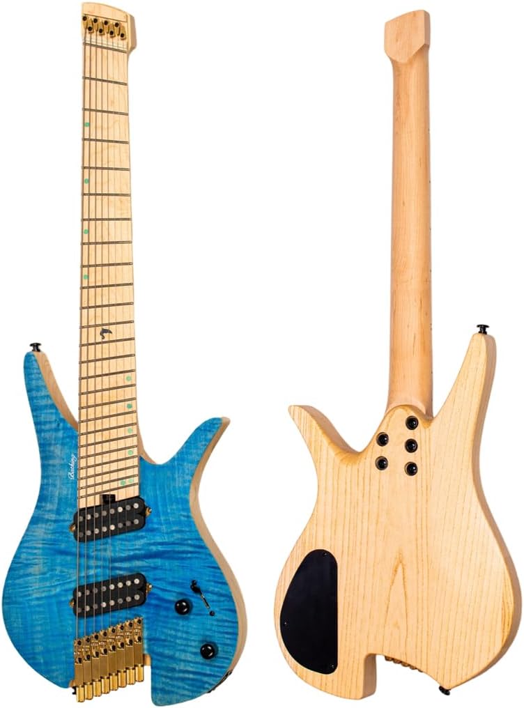 Batking 8 String Fanned Fret Headless Electric Travel Guitar with Luminous Inlay