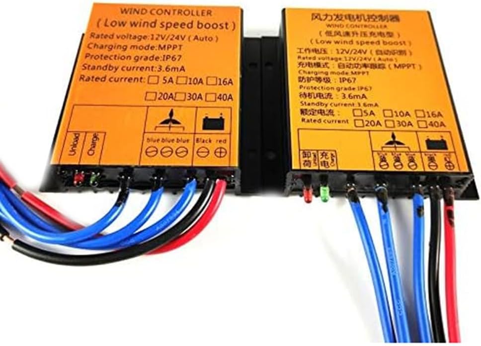 10000W 20A Wind Generator Charge Controller 12V 24V 48V 220V Windmill Alternator Battery Charger Controller for Wind Power Generation Systems,Yellow,48V