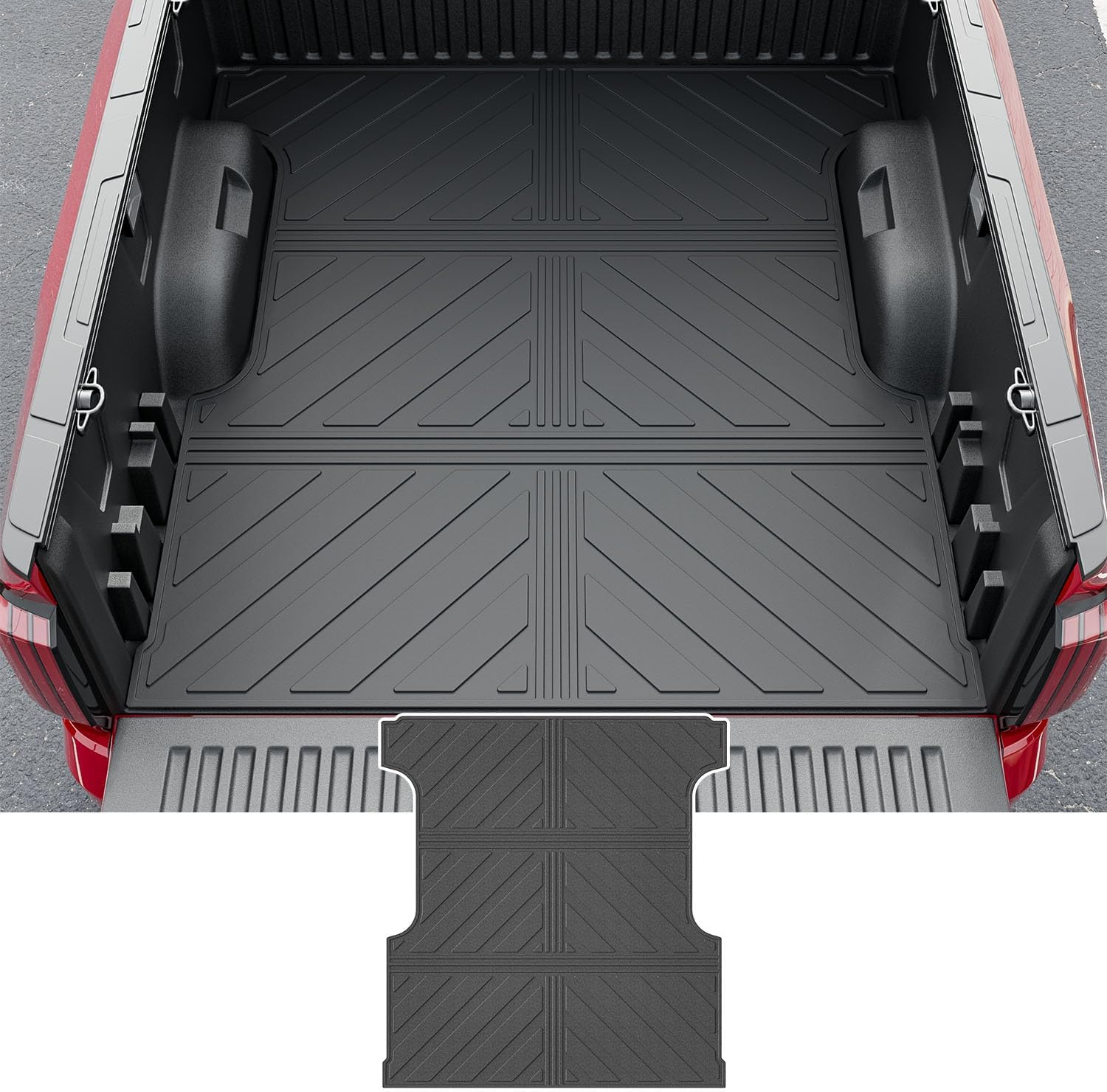 powoq 5.5FT Bed Mat Compatible with 2022-2026 Toyota Tundra Truck Bed Liner Cargo Mat TPE Cargo Liner Replacement for 2022 2023 2024 2025 2026 Toyota Tundra Accessories (5.5FT Bed Mat)