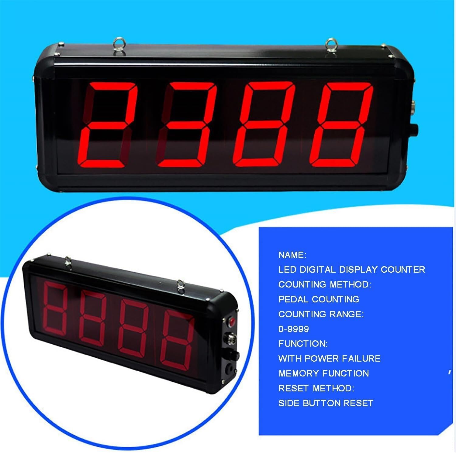 Digital Counter Led Production Line Counting Screen, Foot Pedal Red Display 0-9999 4 Digits, for Factories, Assembly Lines, Airports, and Stations, Breeding Farm, Conveyor Belt