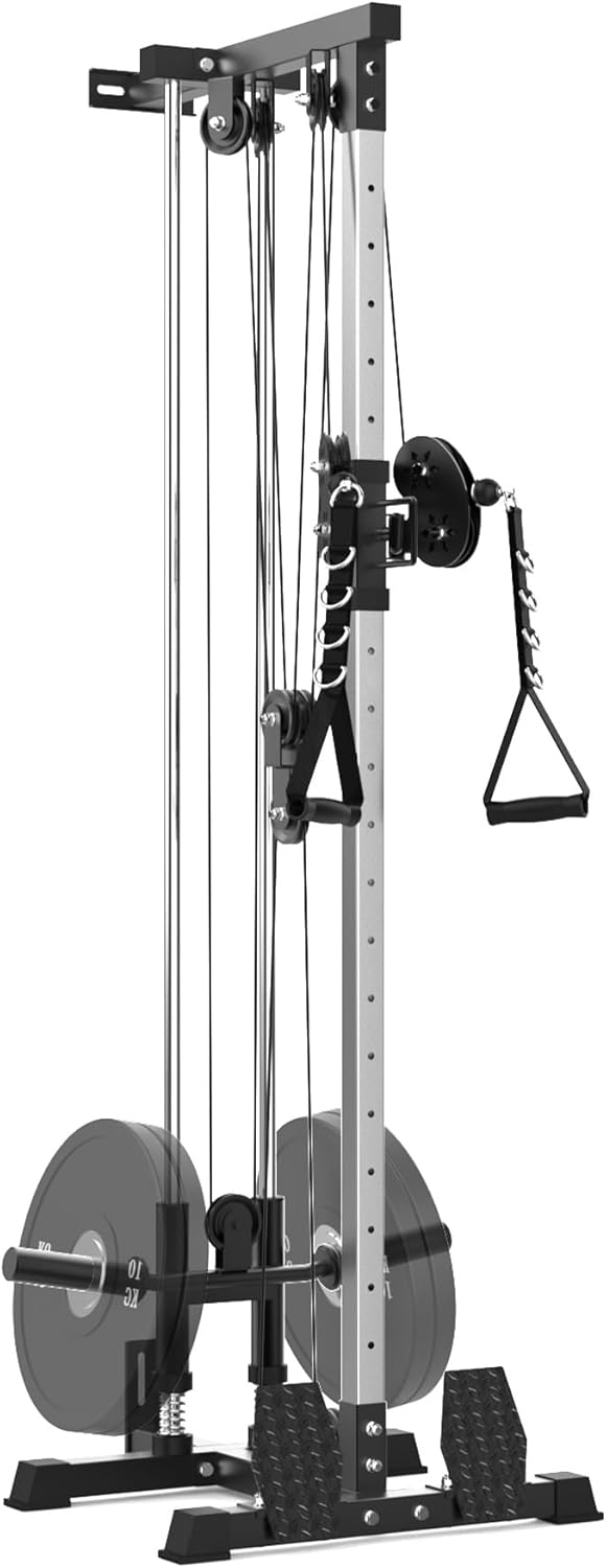 GarveeLife Wall Mount Cable Machine,LAT Power Cable Machine, LAT Pull Down and LAT Row LAT Tower,Cable Crossover Machine with 20 Positions,LAT Pulldown Machines for Home Gym Total Body Training