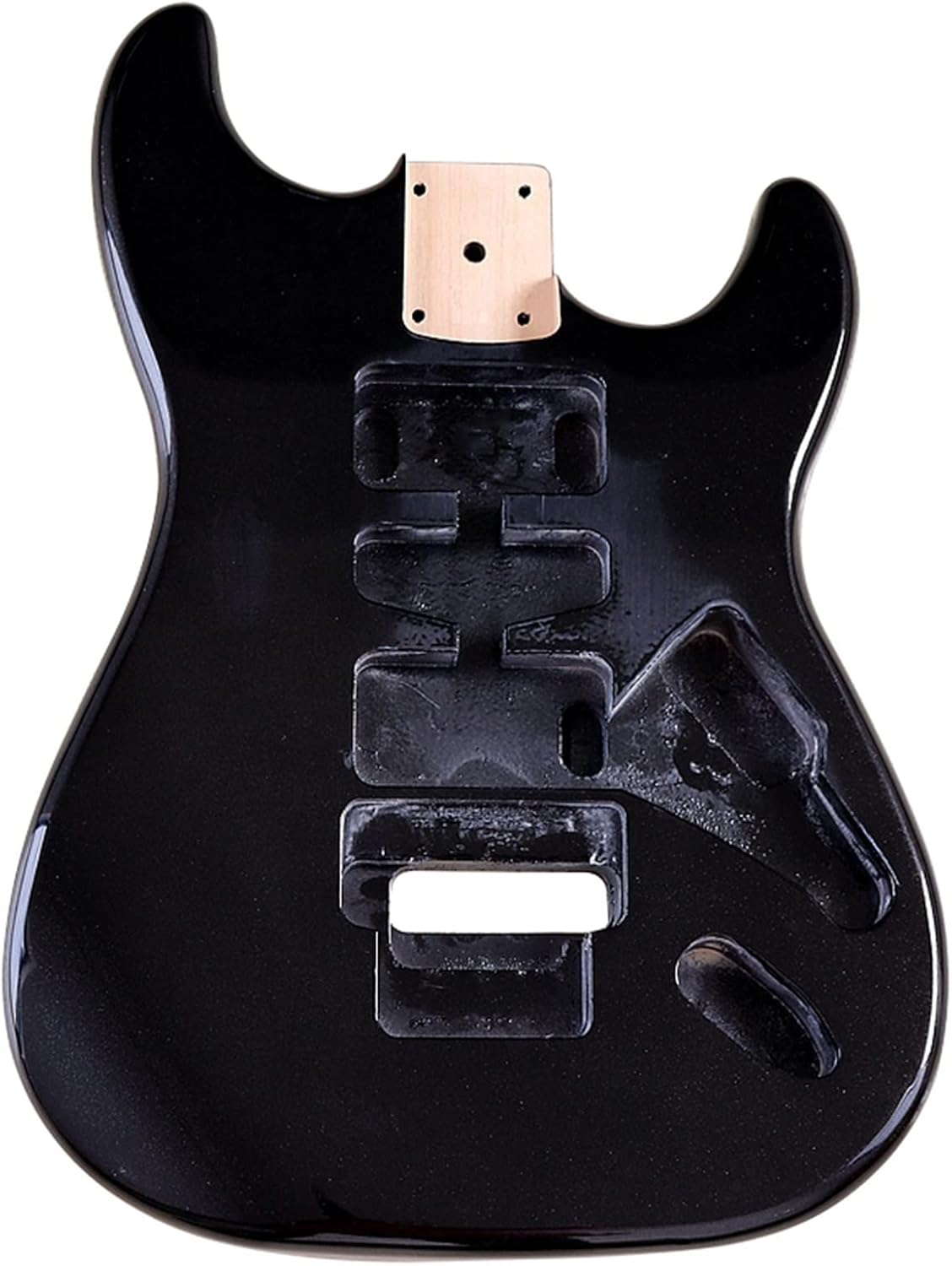 Metallic Black Guitar Body Poplar Wood Electric Guitar Body Glossy 5.7 Cm Pocket Width for 24 Frets Guitar Neck DIY Guitar Kit