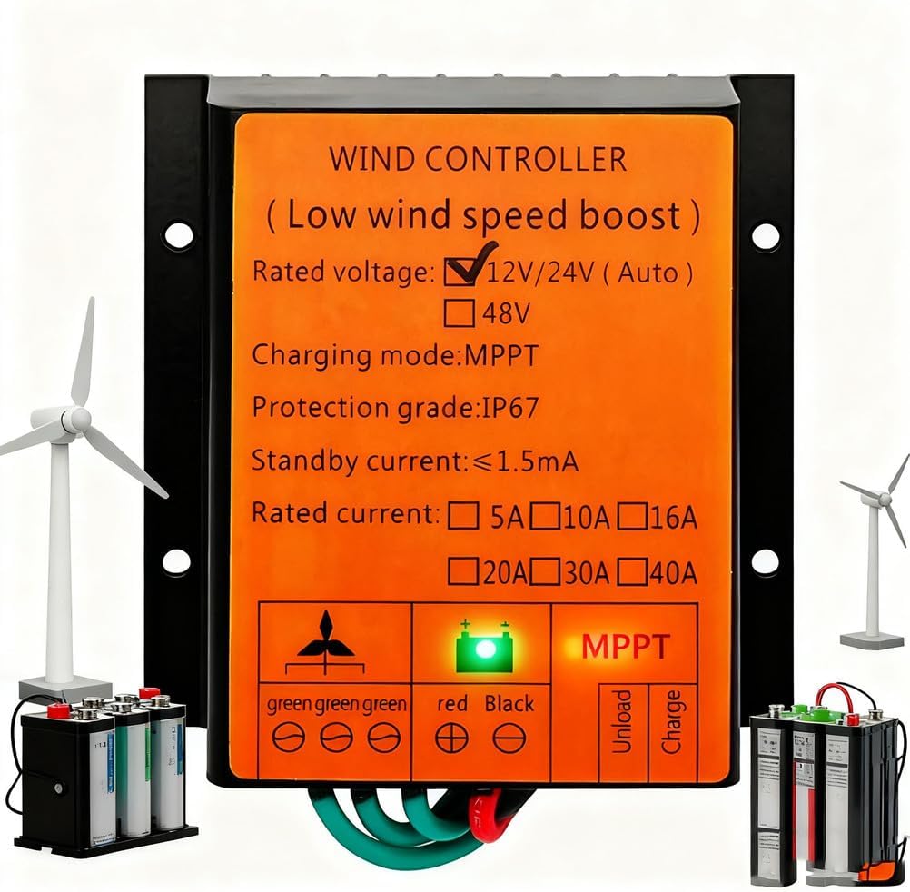 9000W MPPT Charge Controller 12V 24V AUTO 48V Low Wind Speed Volatge Regulator Waterproof Wind Controller for Wind Generator (Yellow),Yellow,220V
