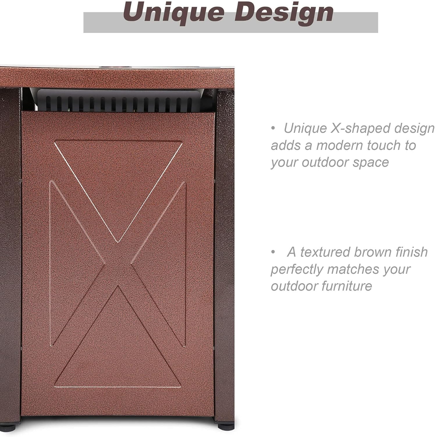 28'' Fire Pit Tables,Metal Propane Fire Pit Table with Hose Pre-Installation,50000 BTU Output Outdoor Firepit Table,X-Shaped Patio Fire Pit with Lid for Garden (Burgundy, 28''L)