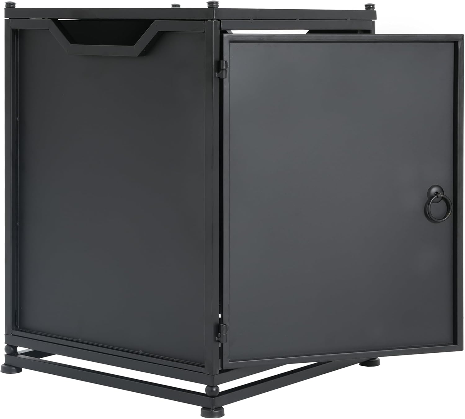 Matte Black Outdoor Propane Fire Pit Tank Holder Side Table - Storage for 20 Pound Propane Tanks, Compatible with Gas Pits and Fire Pit Tables, Lightweight Portable with Side Handles for Patio