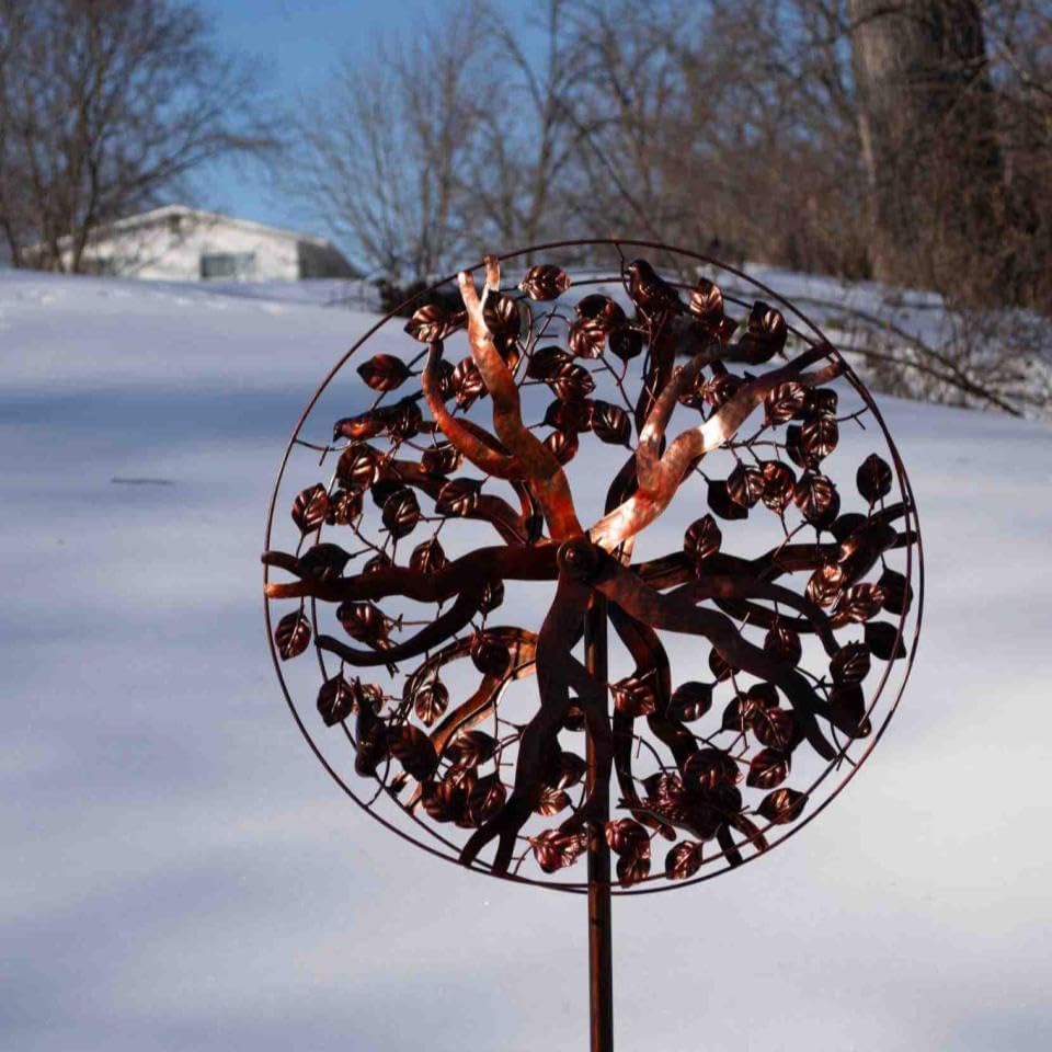 Chalily Tree of Life Garden Wind Spinner Outdoor Spinners for Yard Decoration and Sculpture Extra Large Metal Spinning Kinetic Art Giant Lawn Decorations Solar Wind Power Sculptures Decor no Motor