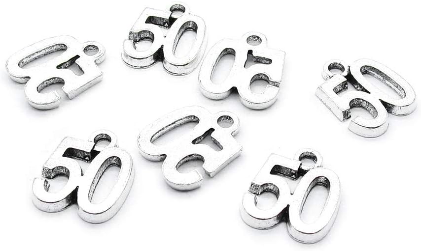 950 Pieces Antique Silver Tone Jewelry Making Charms Crafting Beading Craft AA380 Number Numeral 50 Tag