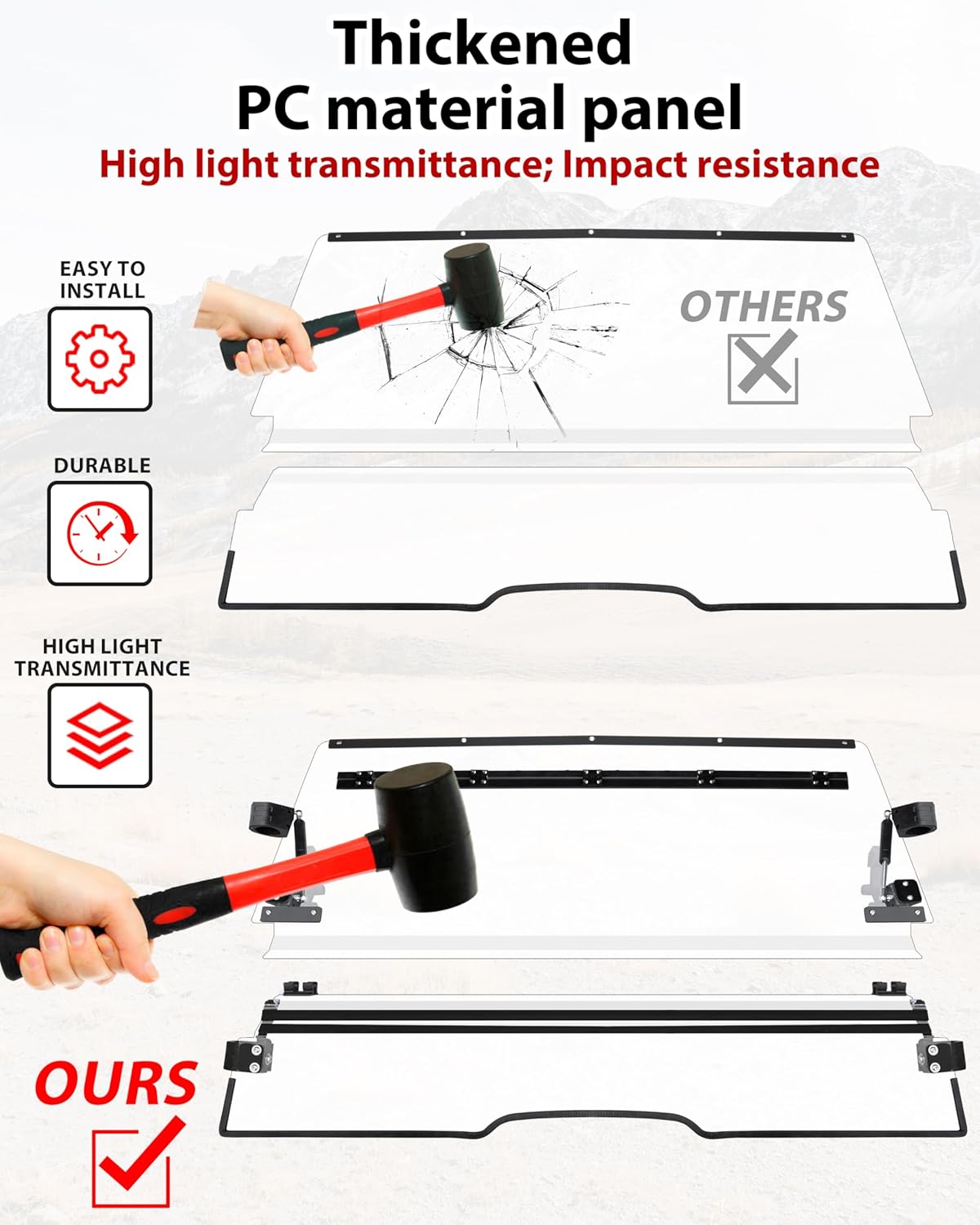 SAUTVS Flip Up Windshield for Yamaha Wolverine RMAX 1000 2021-2025, Clear 1/5