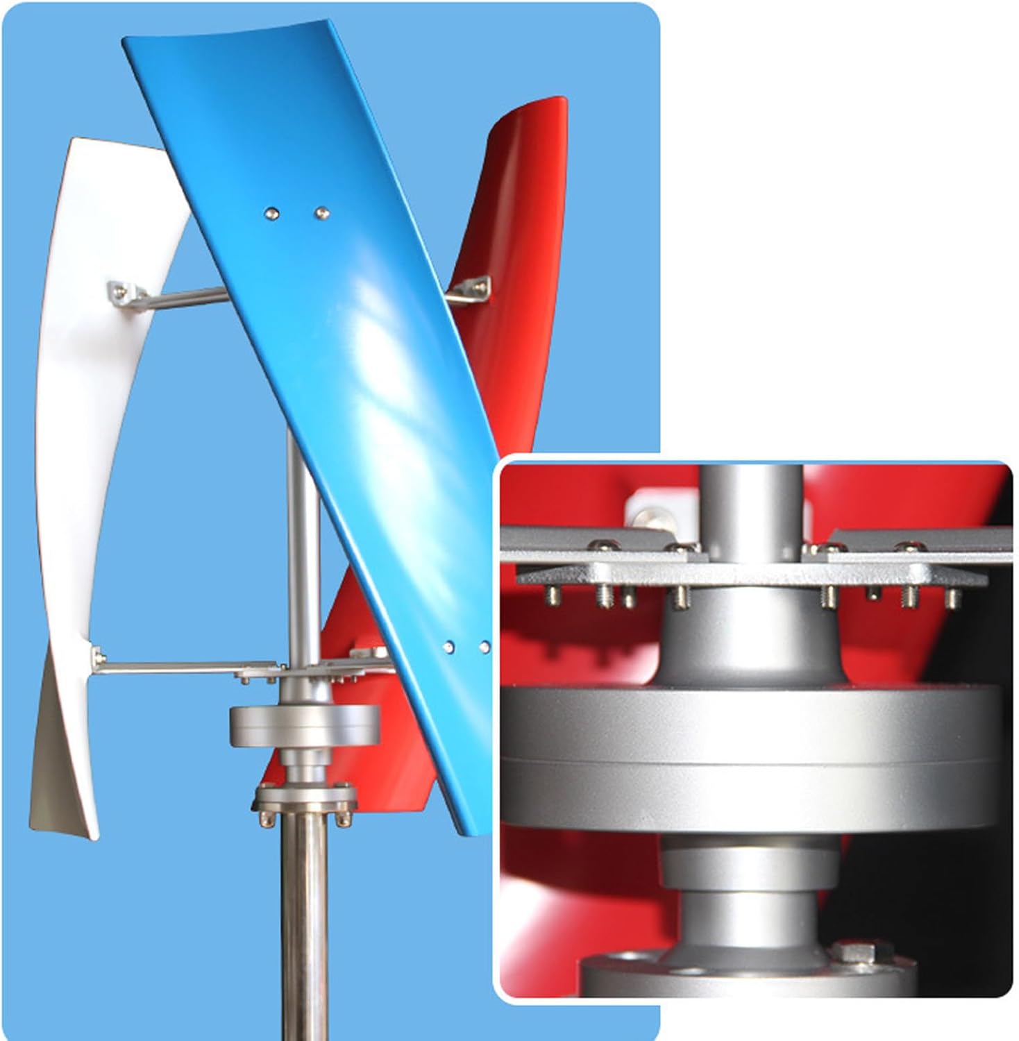 12V 400W Helix Vertical Wind Turbine Wind Generator Windmill+Controller Maglev,Wind Turbine Generator Kit with 3 Portable Vertical Helix Blades for Home Industrial Energy (White, Red, Blue)