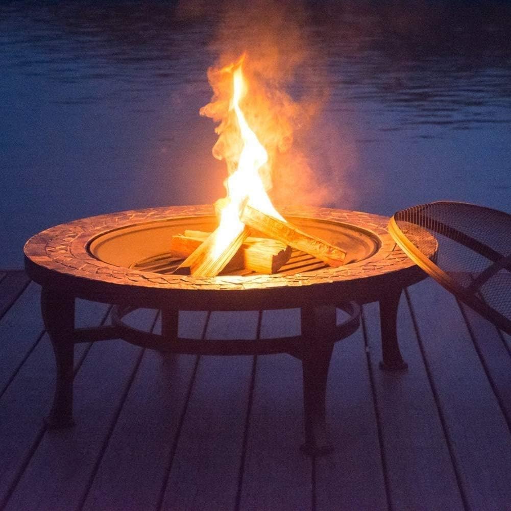 Outdoor Fire Pit Large Bonfire Wood Burning Patio Backyard Firepit for Outside with Round Spark Screen