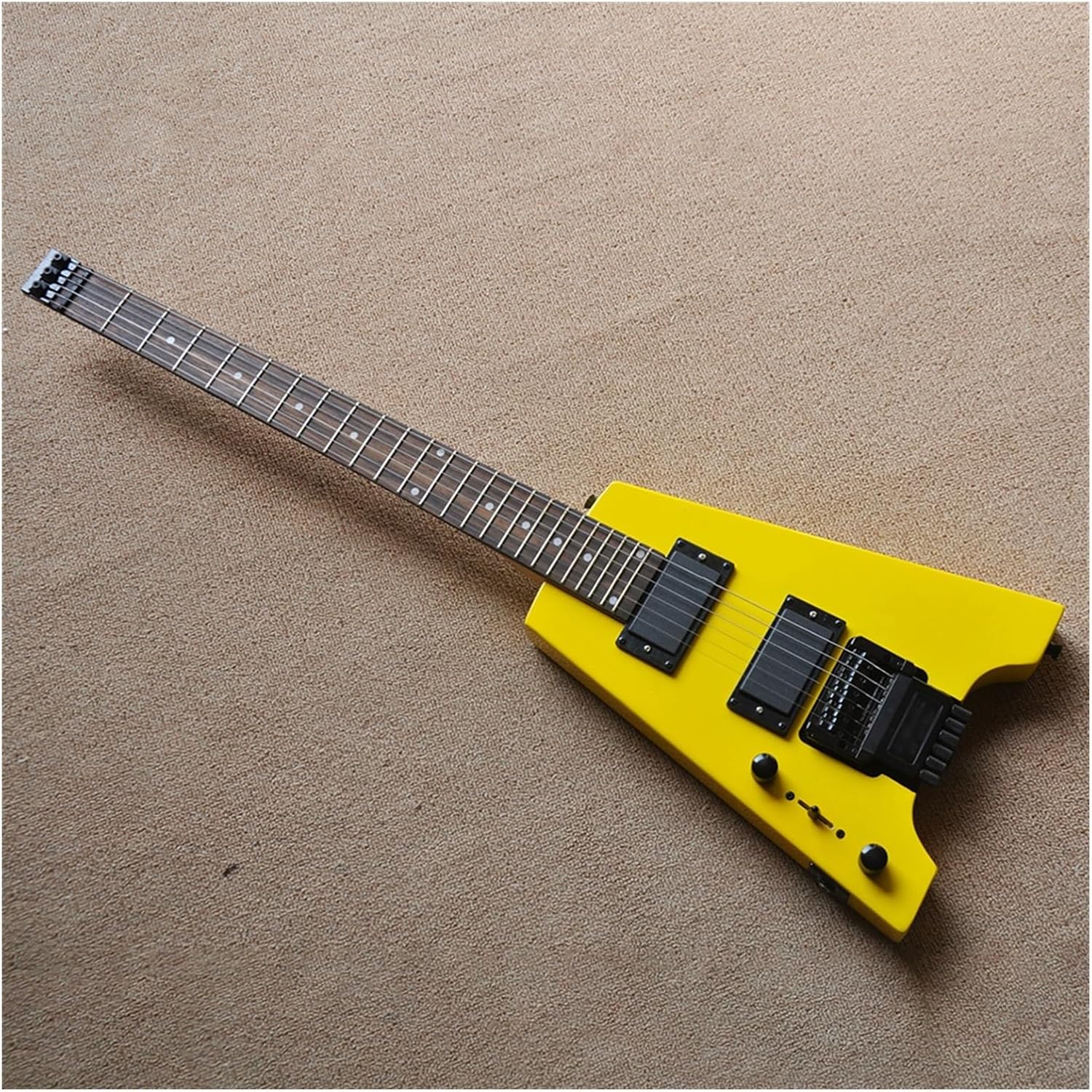 Left Handed Yellow 39 Inches 24 Frets Headless Electric Guitar with Rosewood Fretboard Professional Headless Guitar