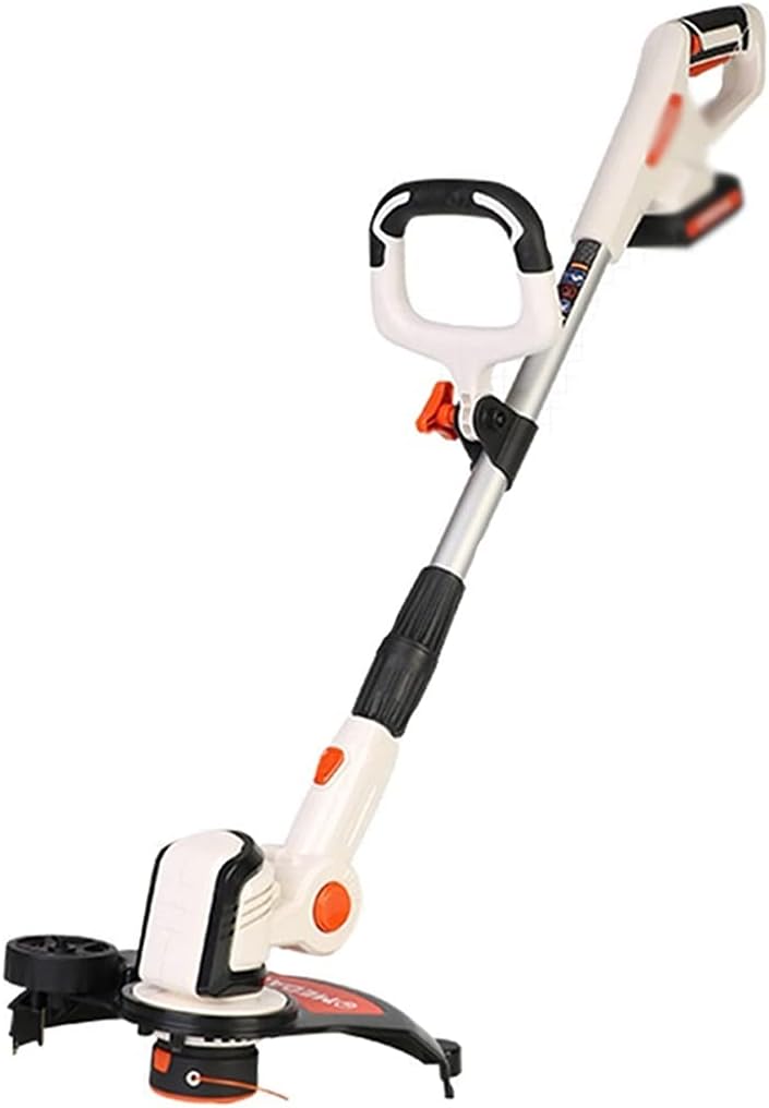 Battery Grass Cutter,Small Lawn Mower for Household Use, Outdoor Rechargeable Lawn Mower, 20V/2.0 Ah Lithium Battery, 9000±10% RPM, Garden, Farm Essen (White 20V/2.0 Ah Battery*1)