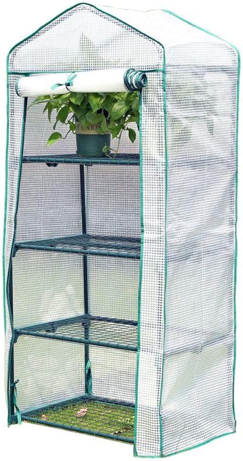 Garden Greenhouse Cover, Indoor Balcony Plant and Vegetable Planting Greenhouse Tent, for Flowers, Detachable Waterproof PE Cover, 4-Layer Shelf (Color : White, Size : 69×49×158cm)