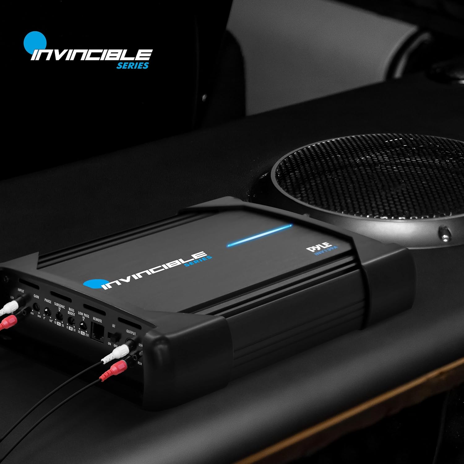 Pyle 9” Class D Mosfet Amplifier - Invincible Series Monoblock Amp, 1 Channel 1000 Watts Max, Mosfet PWM Power Supply, High-Current Dual Discrete Drive Stages, Wireless BT Audio Interface