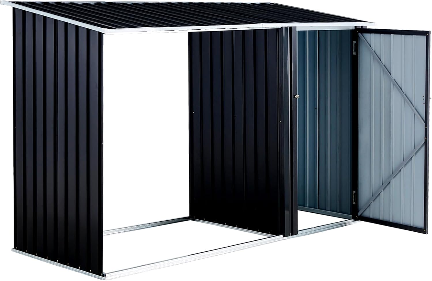 Firewood Storage Shed, Outdoor Firewood Rack, Outdoor Storage Shed with Log Holder, Firewood Shelter for Patio, Anthracite Galvanized Steel