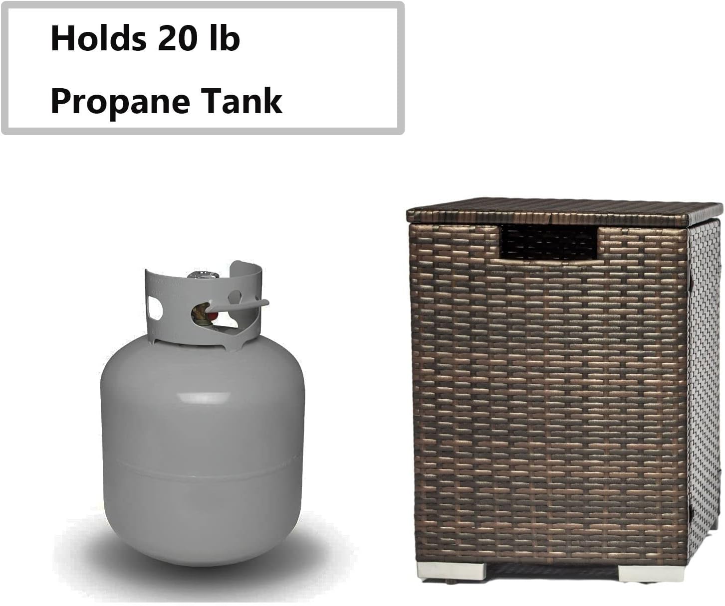 Propane Hideaway Table, Outdoor Brown Wicker Tank Table for Gas Fire Pits, Propane Tank Cover,16: X 16