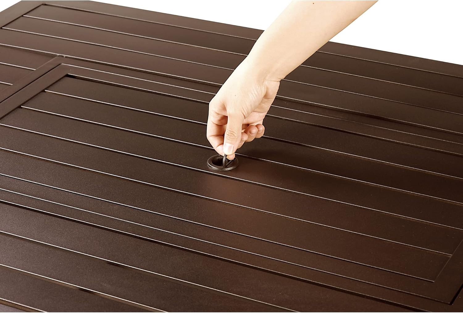 Rectangular 48 in. x 36 in. Aluminum Propane Fire Pit Table, Glass Beads, Two Covers, Lid, 57,000 BTUs in Brown Finish