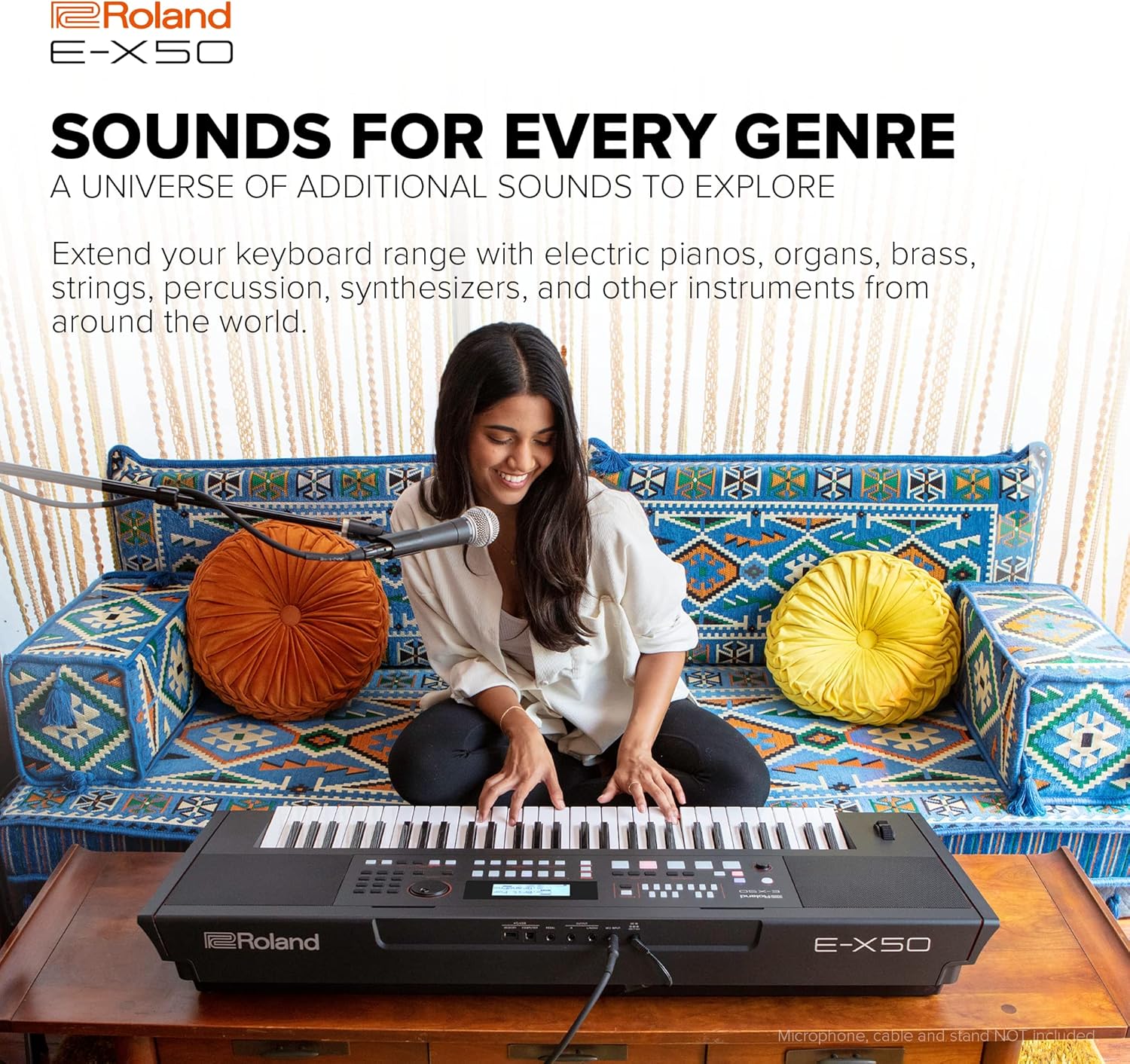 Roland E-X50 Electronic Arranger Keyboard – Easy-to-use | Stereo Speakers | Bluetooth | Professional Roland Sounds | Mic Input | Auto-accompaniment Function