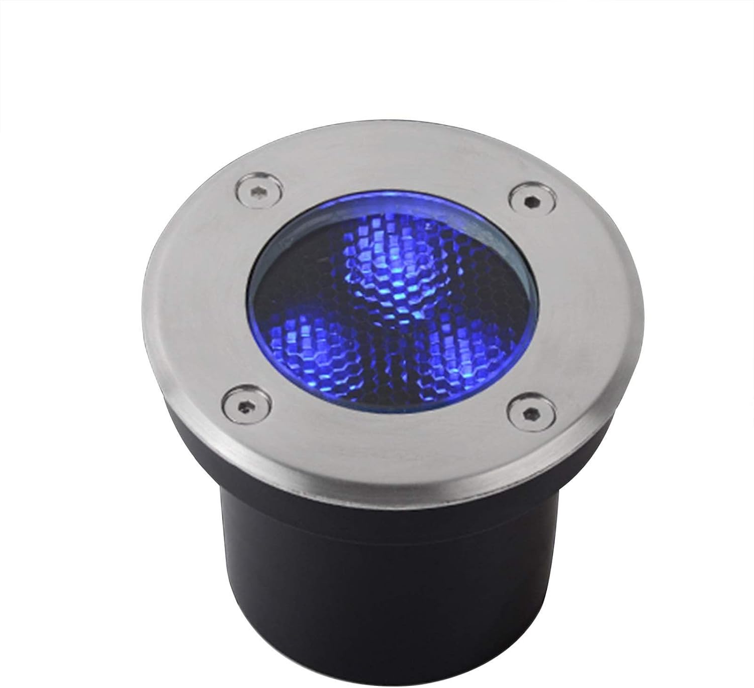 Outdoor Buried Lights 85-265V Round Recessed Floor Lamp, Anti-Glare Underground Light LED Spotlights, IP67 Waterproof Color Light, Landscape Decorative Lighting(Blue,24W)