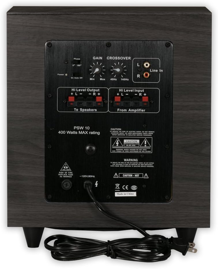 Acoustic Audio PSW-10 400 Watt 10-Inch Down Firing Powered Subwoofer (Black)