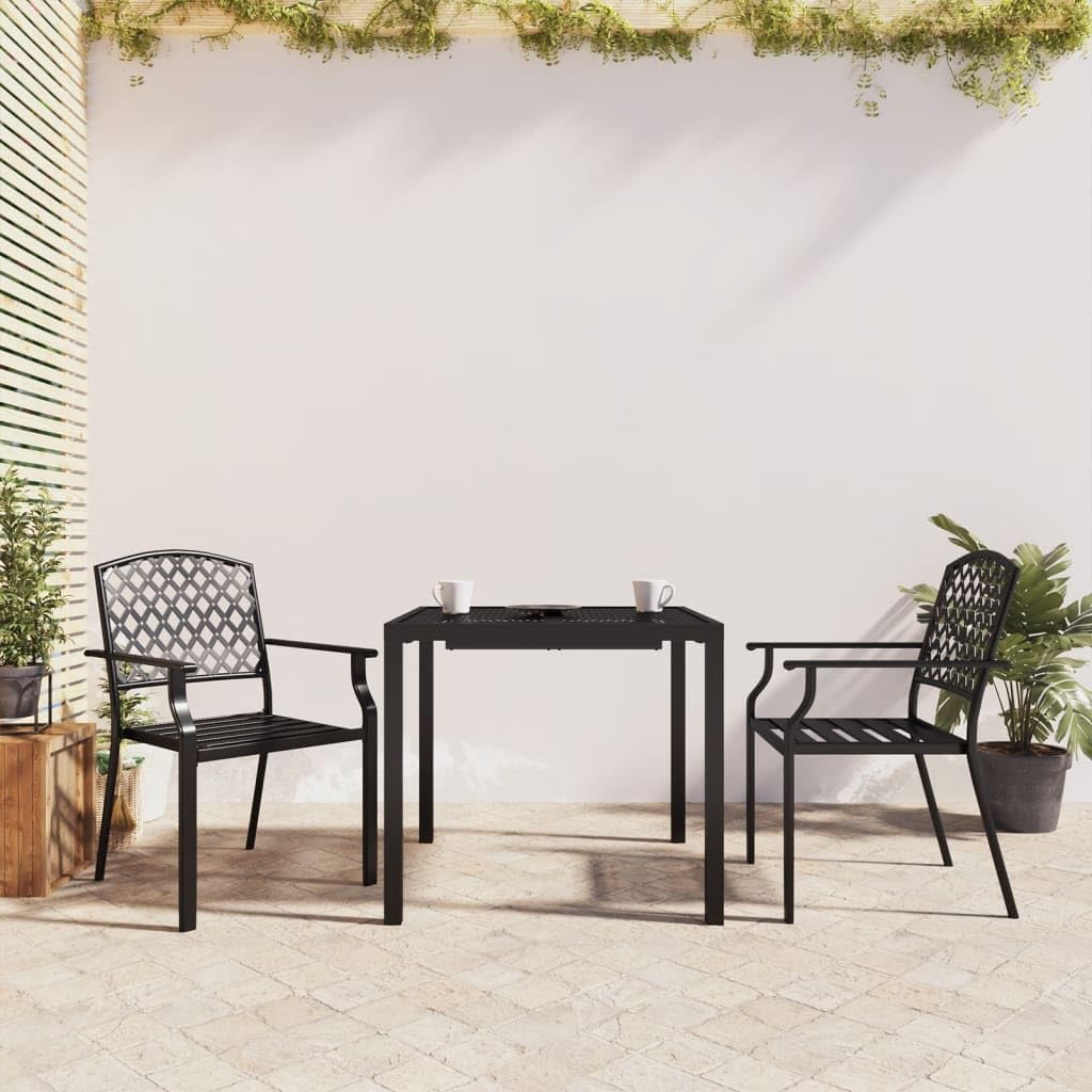 3 Piece Patio Dining Set Anthracite Steel Garden Furniture