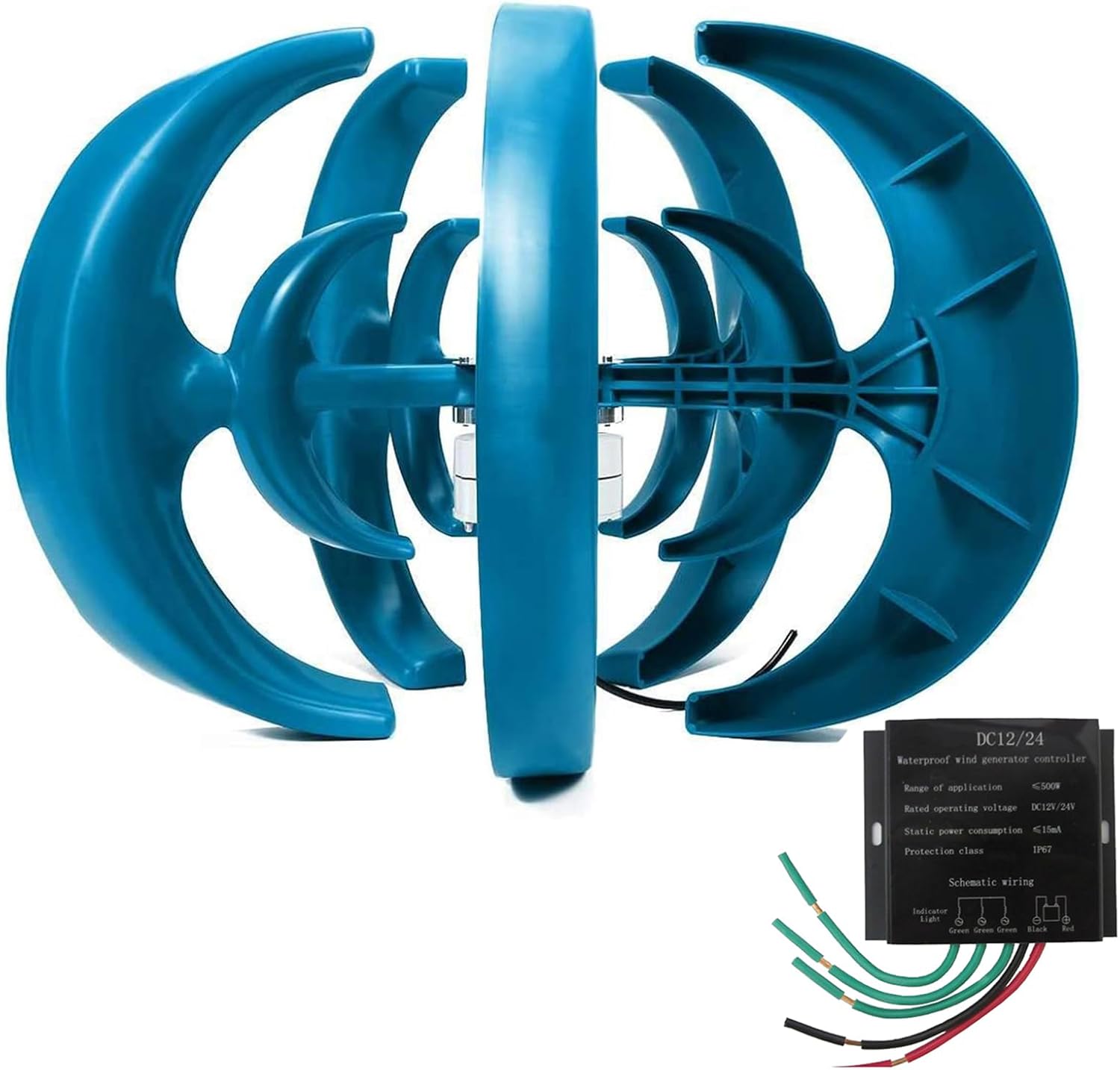 9000W Wind Turbine Generator Kit, 12V-220V 5-Blade Vertical Axis Wind Turbines Generator Kit with 2M/S Rated Wind Speed, Windmill Generators Suit