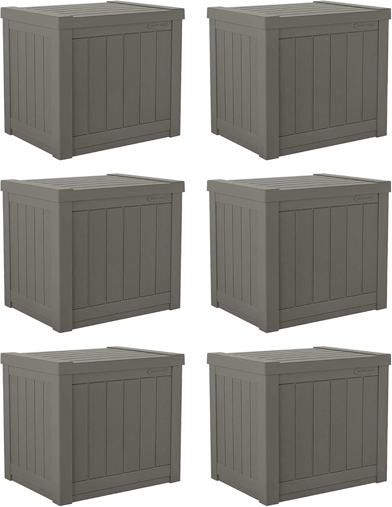 Suncast SS500ST 22 Gallon Small Resin Outdoor Patio Storage Deck Box (6 Pack)