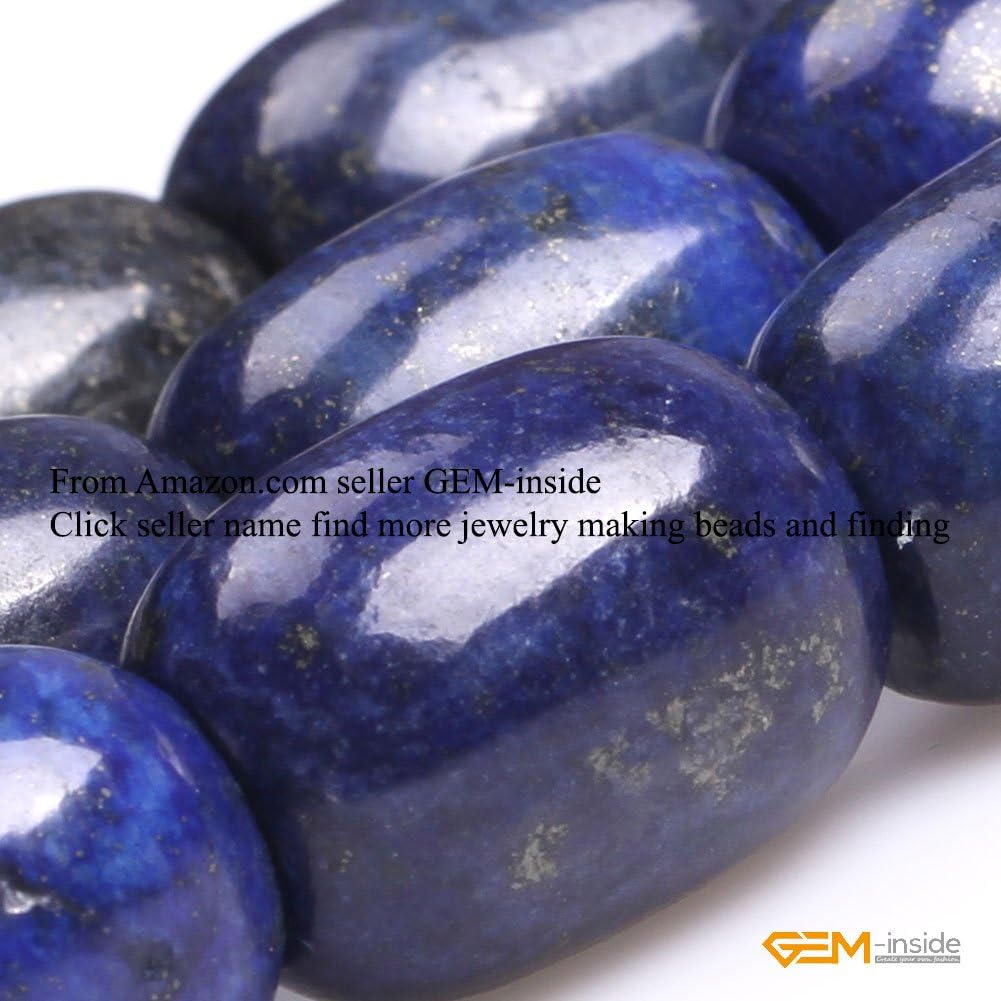 GEM-Inside Natural 15x20mm Blue Lapis Lazuli Bucket Beads Gemstone Handmade Loose Beads for Jewelry Making Jewelry Beading Supplies for Women
