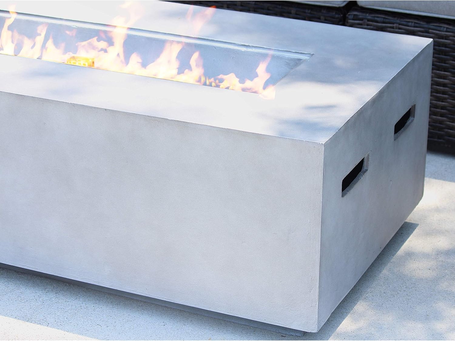 Modern Concrete Propane Fire Pit Table with Adjustable Flame