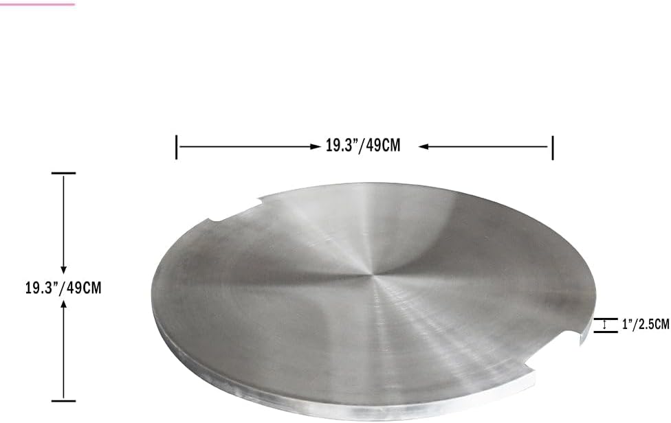 Elementi Stainless Steel Outdoor Boulder Pit Table Round 21 x 21 x 1 inches Grill Fire Ring Lid Firepit Accessory Cover