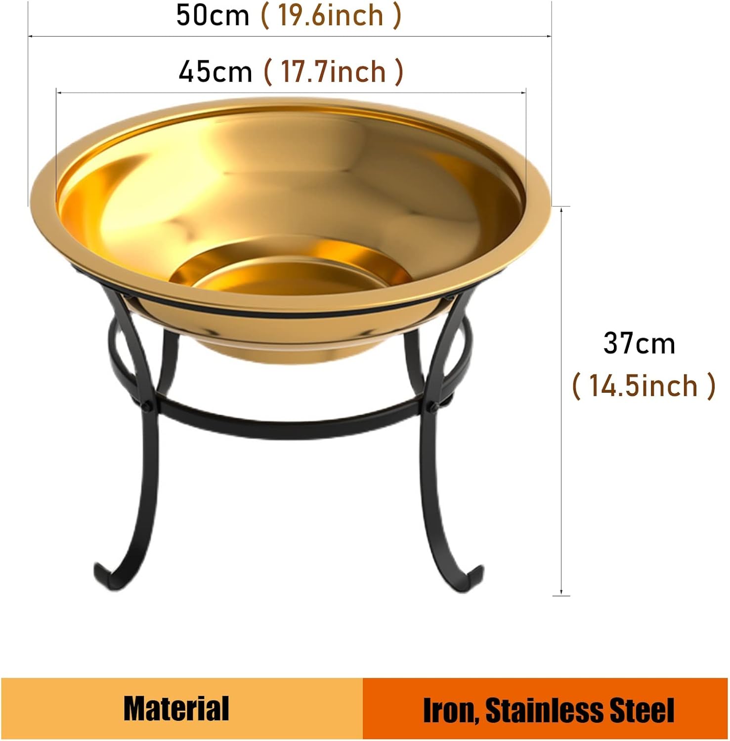 LXLZYXSF Living Room Small Fire Pit Bowl, Wood Burning Fire Basin for Outdoor Camping, BBQ, Travel, Bonfire Party, Picnic, 50cm Wide (Color : ligjt Grey, Size : Inner Diameter 45cm/17.7in)